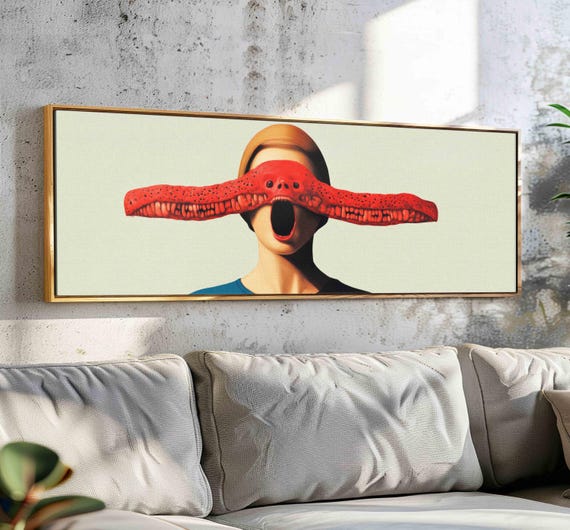 Surreal Wall Art Framed Horizontal Modern Wall Art Print Panoramic Surreal Art Print Gothic Wall Art Above Bed Decor Ready To Hang