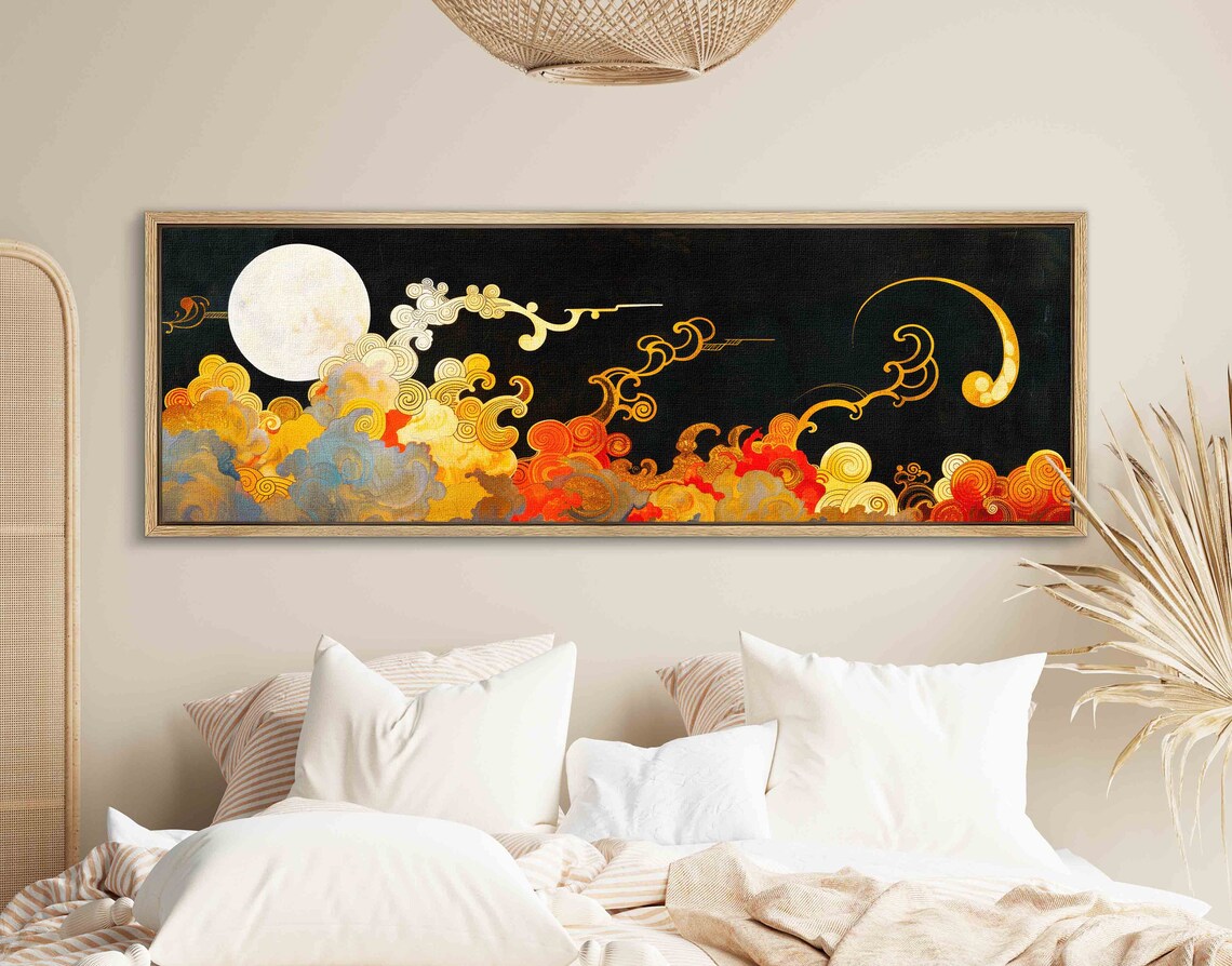 Art Nouveau Cloud Wall Art, Vintage Panoramic Print - Image 2