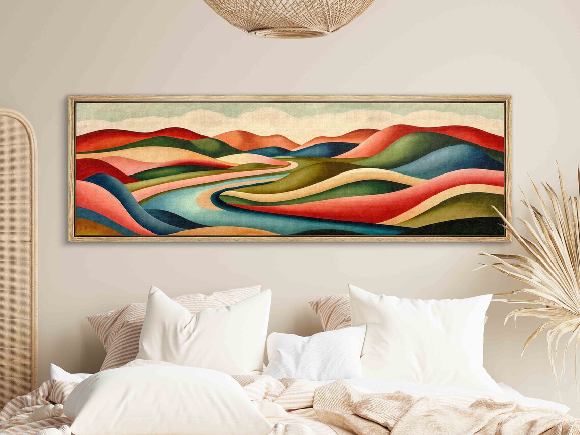 Modern Landscape Minimal Panoramic Art Print, Boho - Image 2