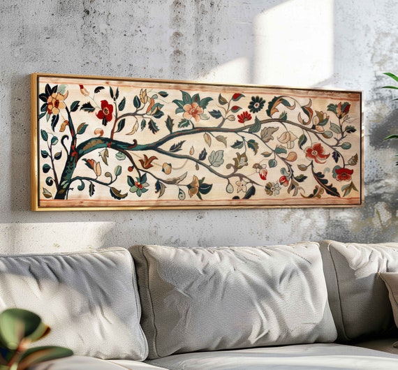 Vintage Floral Tapestry Art Print, Boho Decor