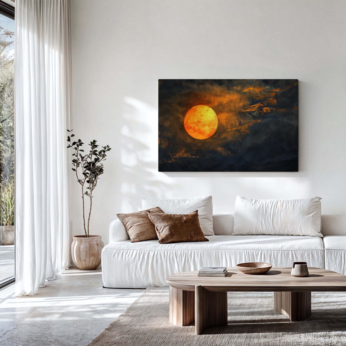 Moody Sunset Wall Art Framed Canvasposter Print Modern Wall Art Print Above Bedsofa Decor Ready To Hang Moody Wall Art - Image 3