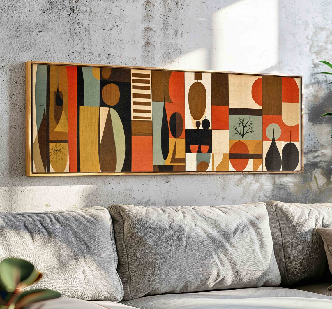 Mid Century Modern Geometric Panoramic Art Print