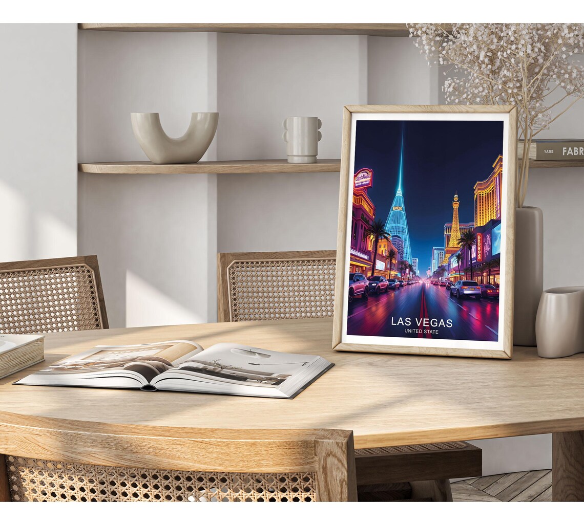 Las Vegas Strip Night Neon Lights Cityscape Nightlife Travel Poster - Image 3