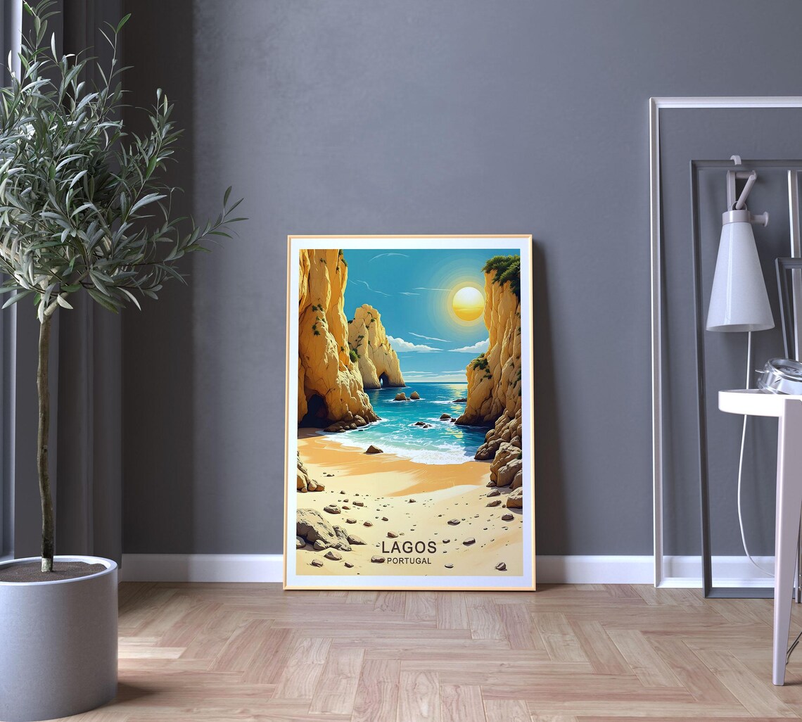 Lagos Portugal Golden Cliffs Hidden Cove Beach Turquoise Sea Coast Poster - Image 5