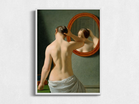 Vintage Woman Nude Portrait Art Antique Portrait Painting Art