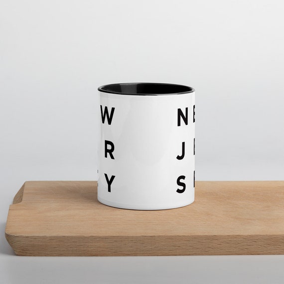 Minimalist New Jersey Mug Black And White Ceramic Coffee Cup New Jersey Gifts State Mug