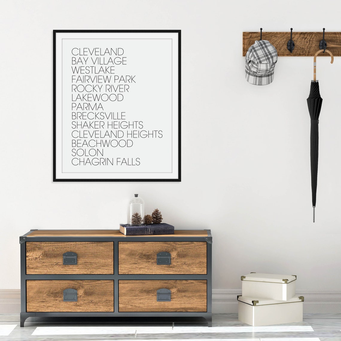 Cleveland Ohio Neighborhoods Typography Minimalist City Map Poster - Image 4