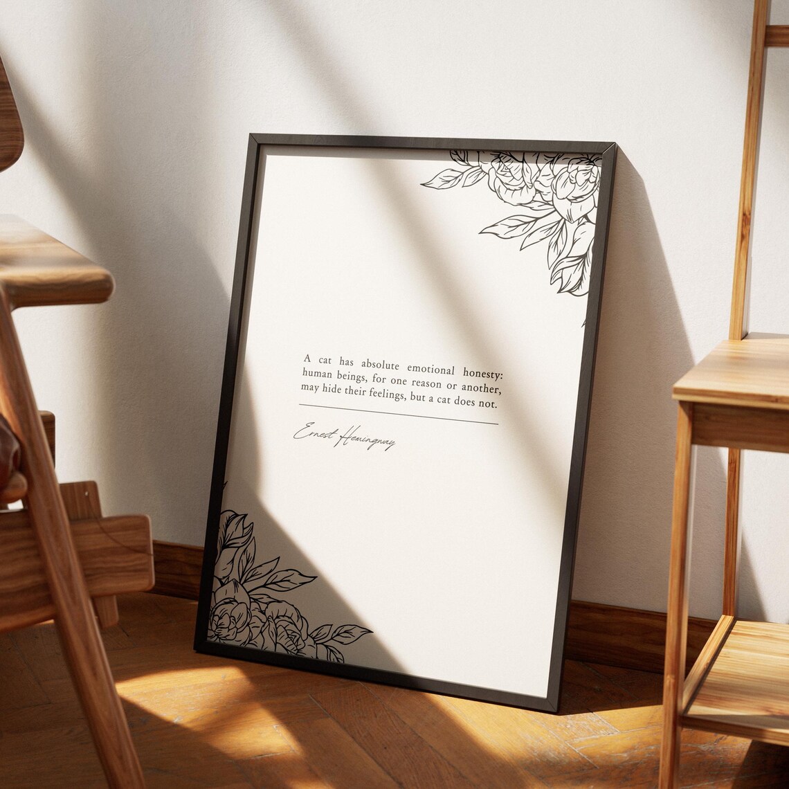 Ernest Hemingway Cat Emotional Honesty Quote Poster Cat Lover Gift - Image 5