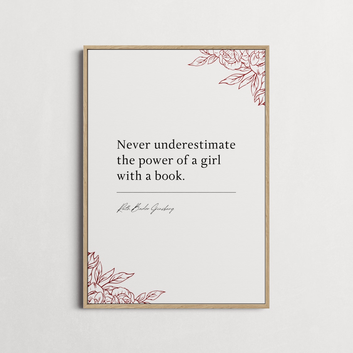Ruth Bader Ginsburg Girl With A Book Feminist Quote Art Poster - Image 3