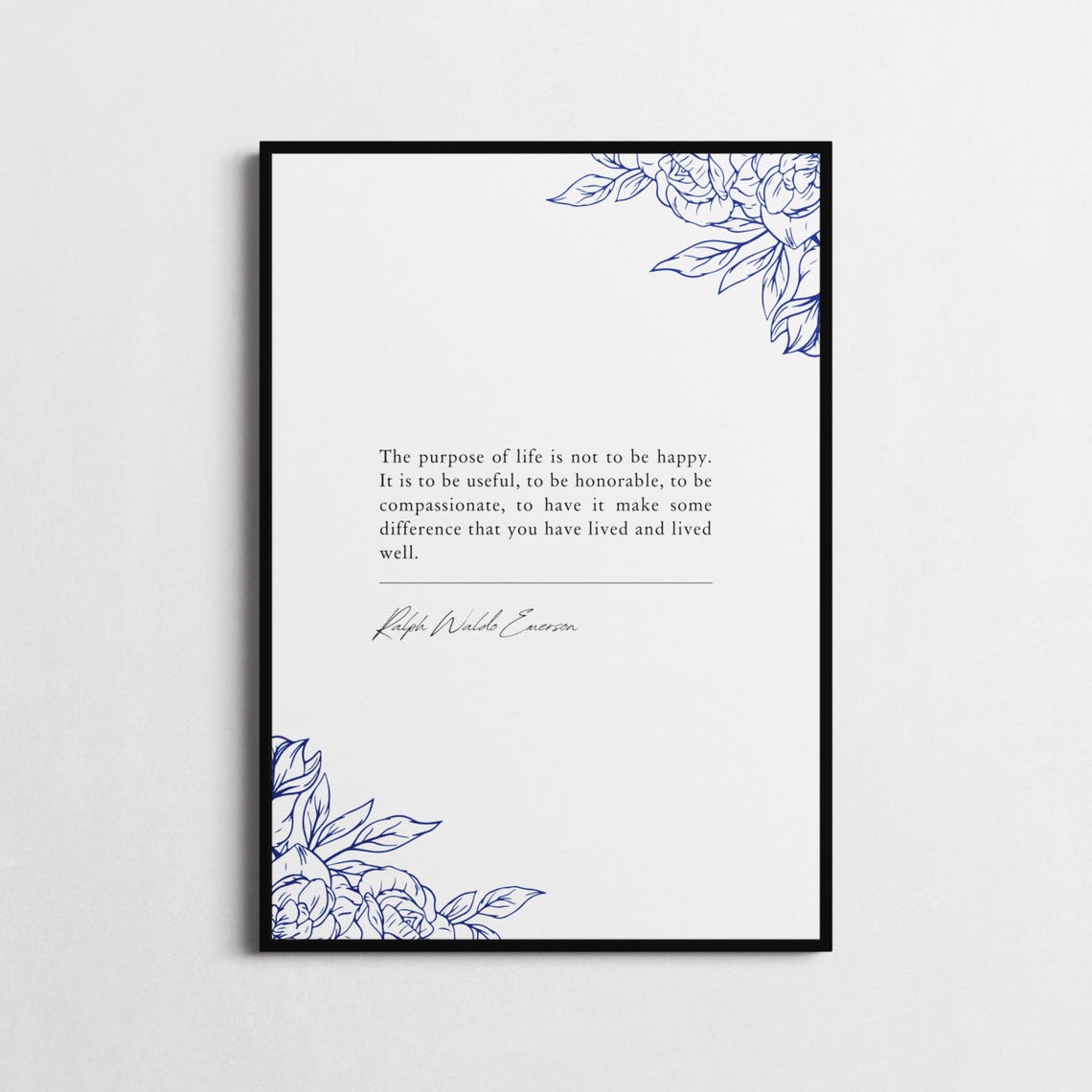 Ralph Waldo Emerson Purpose Of Life Floral Inspirational Quote Poster - Image 4