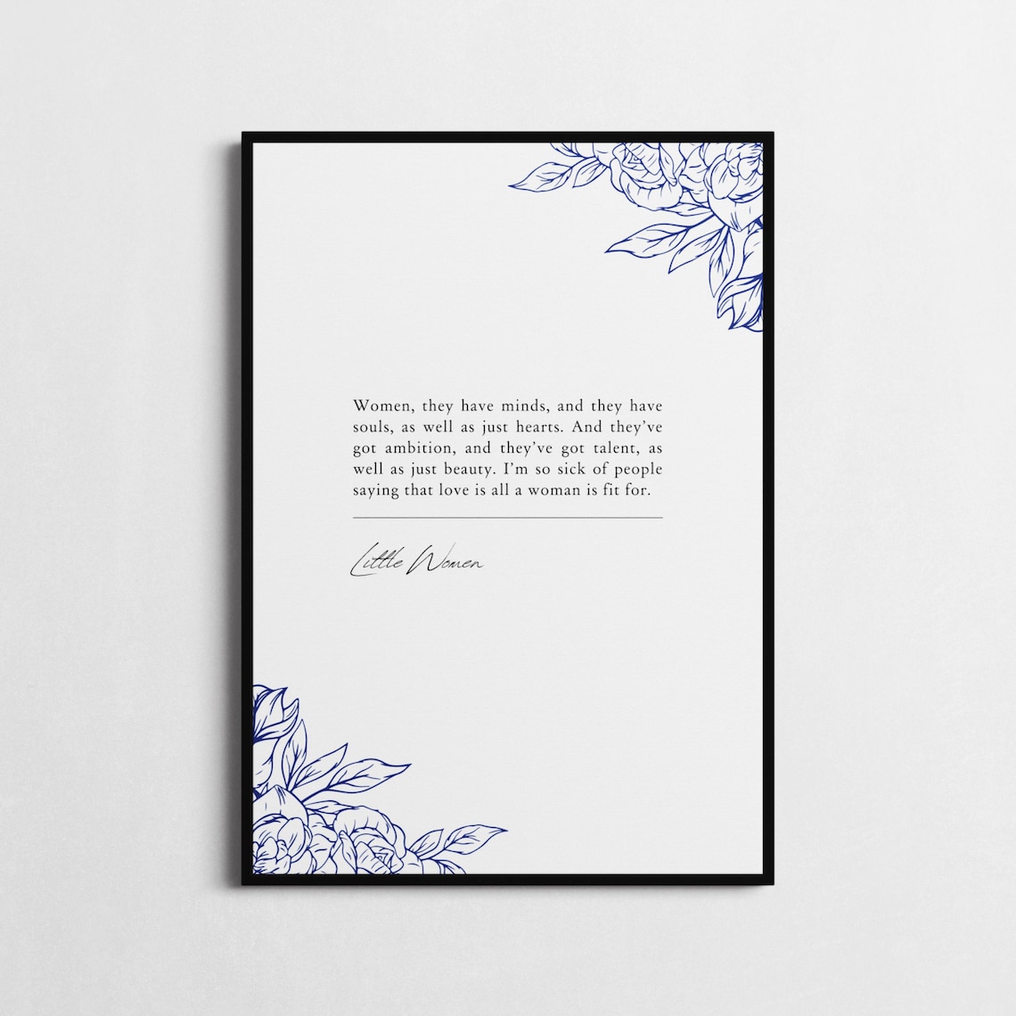 Little Women Women Have Minds And Souls Quote Poster Floral Alcott - Image 3