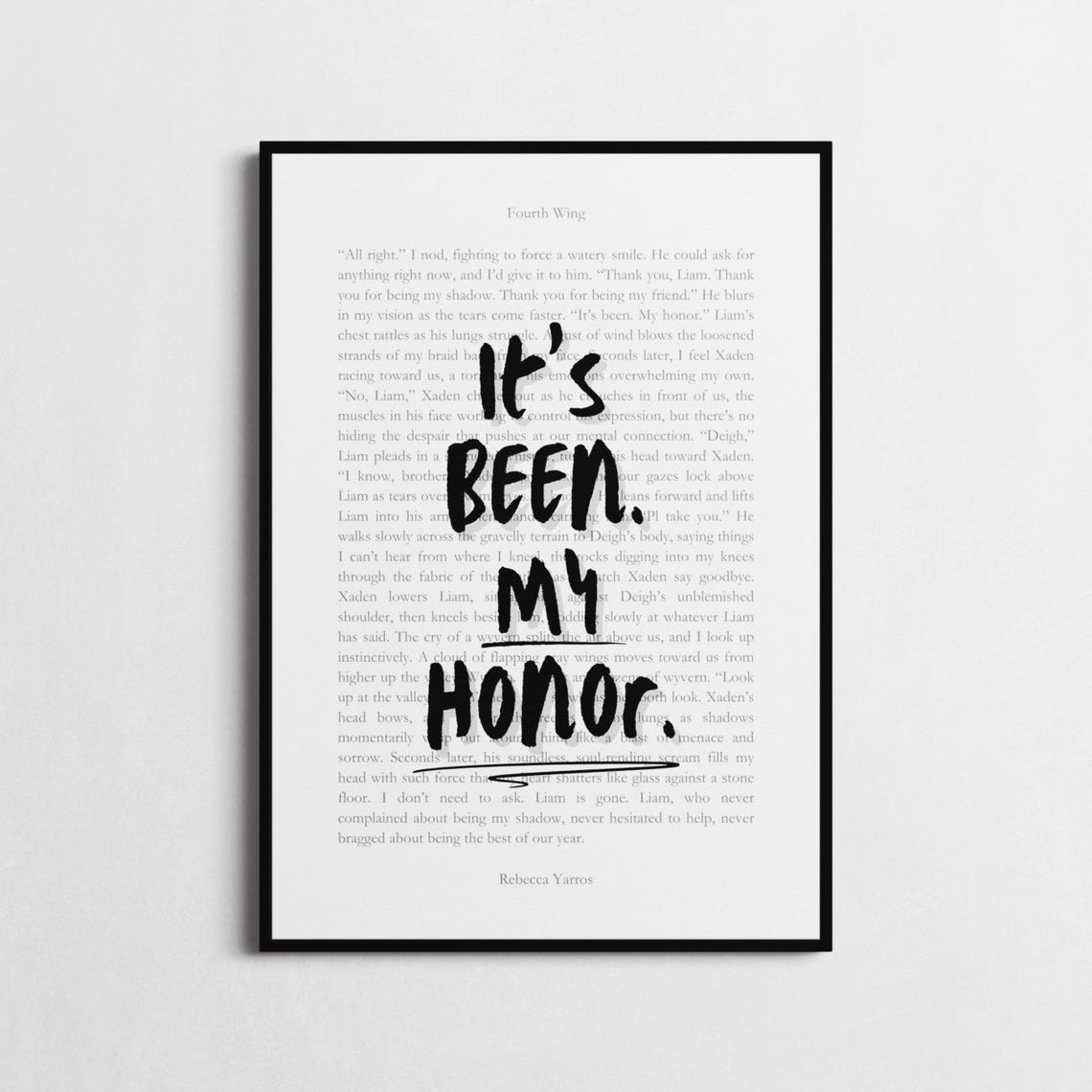 Rebecca Yarros Fourth Wing Liam It's Been My Honor Book Page Print - Image 3