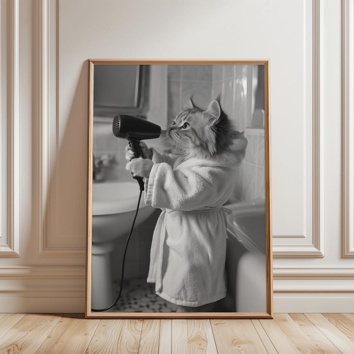 Cat Bathroom Art Print, Funny Pet Decor