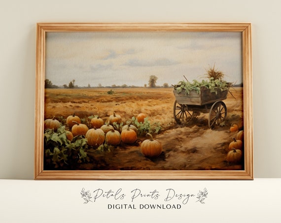 Pumpkin Still Life Rustic Autumn Wall Art Print