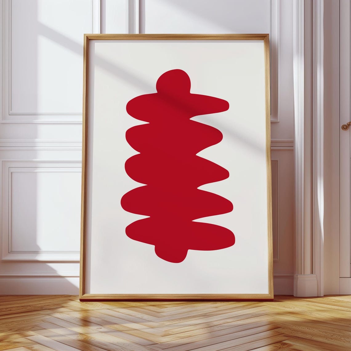 Bold Red Abstract Squiggle Minimalist Modern Cutout Wall Art