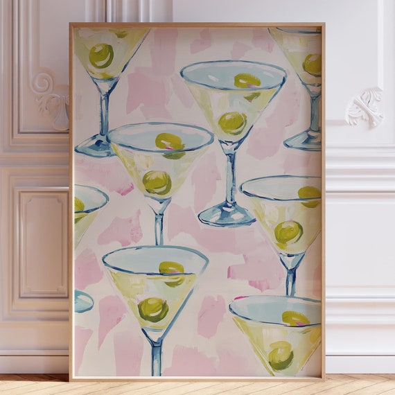 Pink Cocktail Poster, Food and Drink Art Print