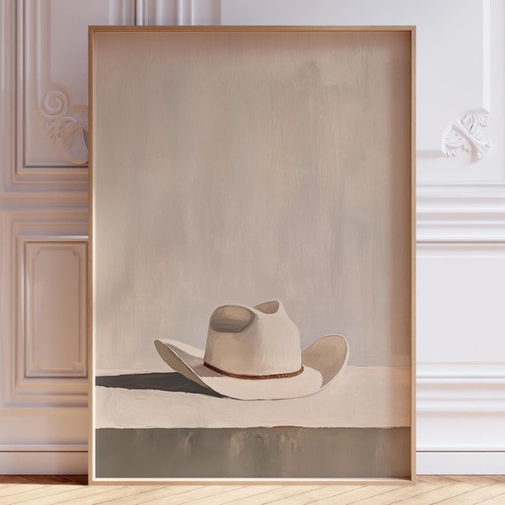 Cowboy Hat Art Print Wall Decor Southwestern Western Neutral Minimalist Poster