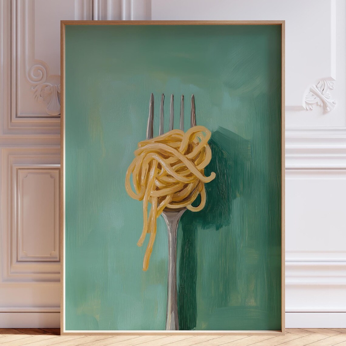 Green Pasta Kitchen Art Print, Sage Food Wall Decor