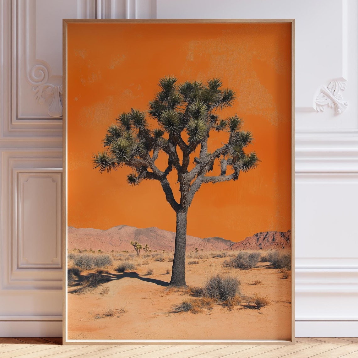 Tall Joshua Tree Vivid Orange Sunset Desert Minimalist Poster