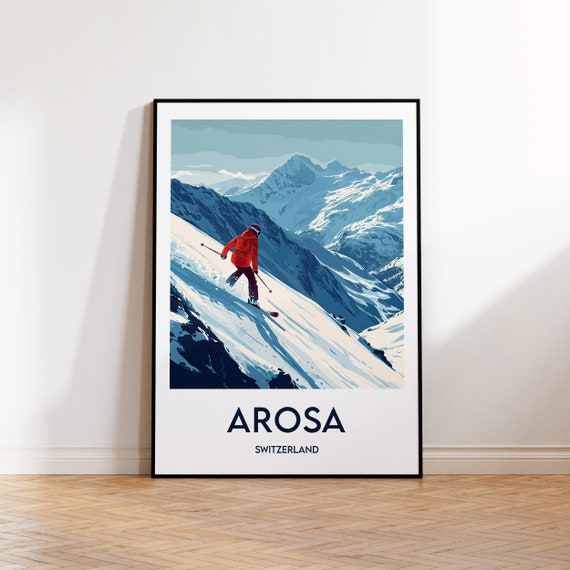 Arosa Travel Poster Art Print Ski Resort Switzerland Gift Vintage Swiss