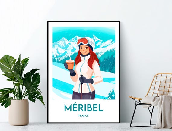 Meribel Poster Ski Art Print Resort France Gift