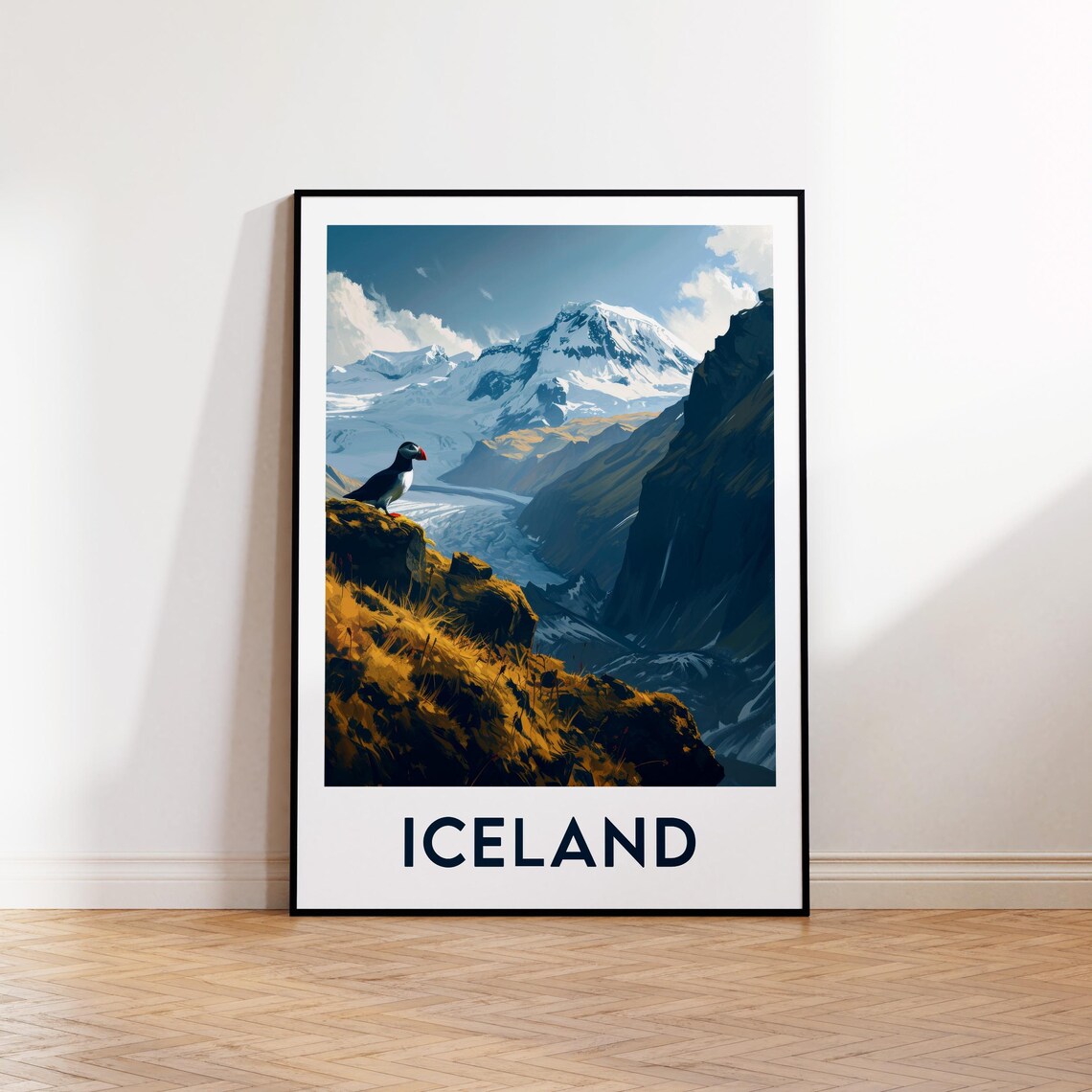 Iceland Puffin Vintage Travel Poster Art Print