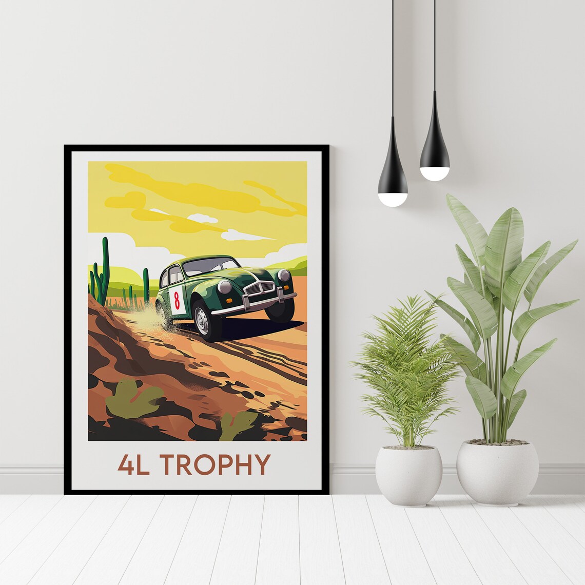 4L Trophy Green Vintage Rally Car Desert Race Automotive Poster