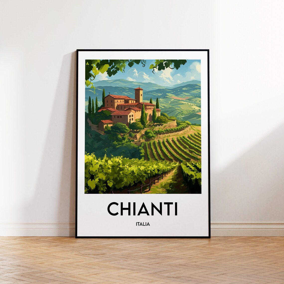Chianti Italy Tuscan Vineyard Hilltop Estate Scenic Travel Poster
