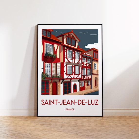 Saint Jean de Luz France Red Basque Half Timbered Houses Poster