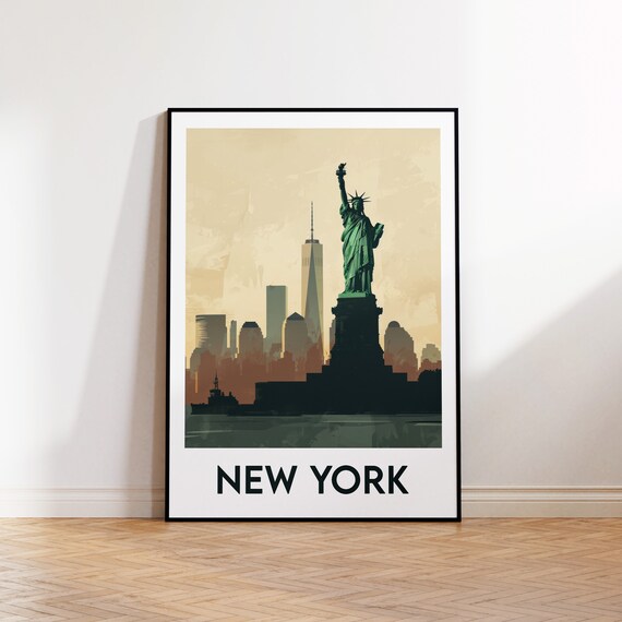 New York Poster City Art Print Usa Illustration Statue Of Liberty Nyck Vintage Travel