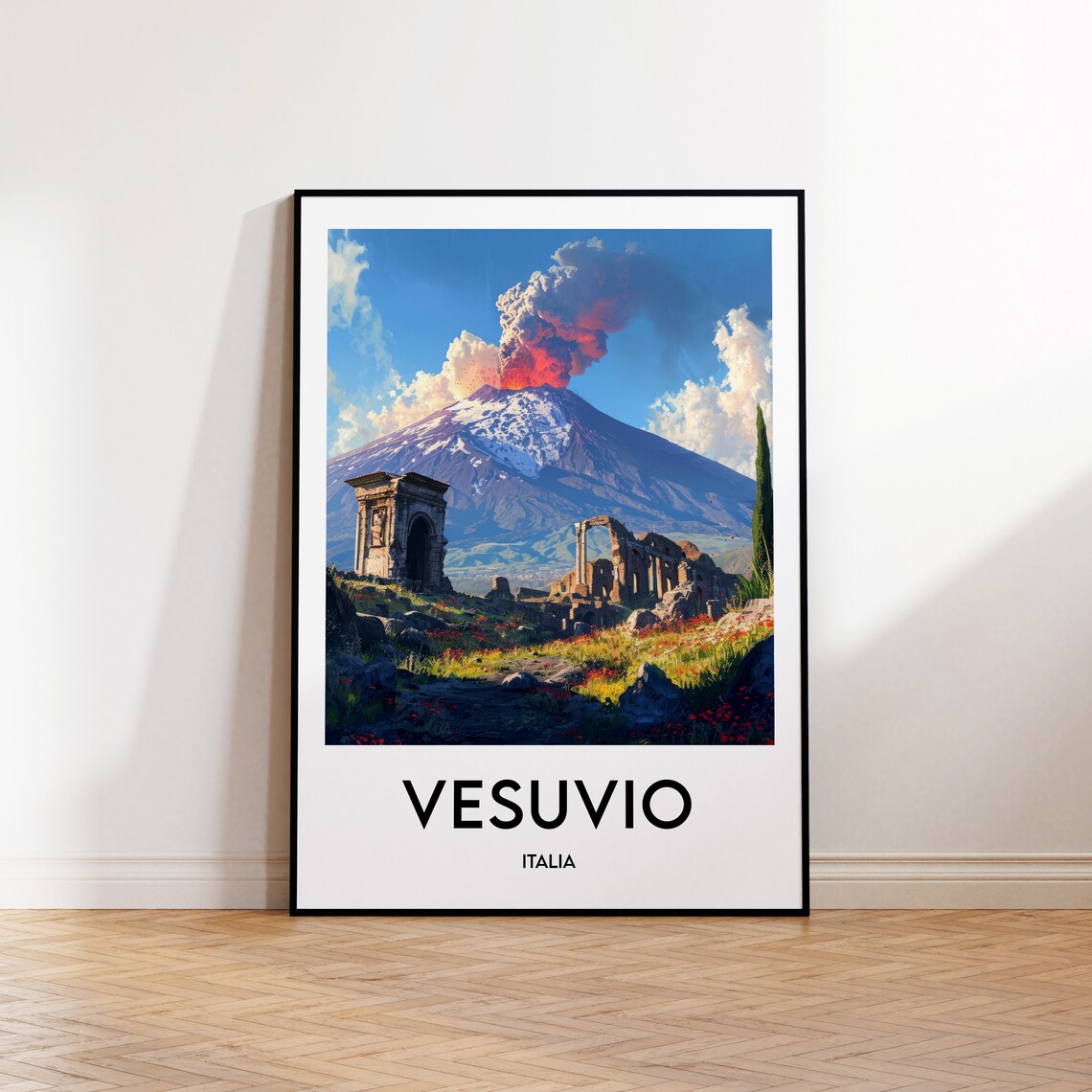 Vesuvio Vintage Travel Poster, Italy Travel Poster