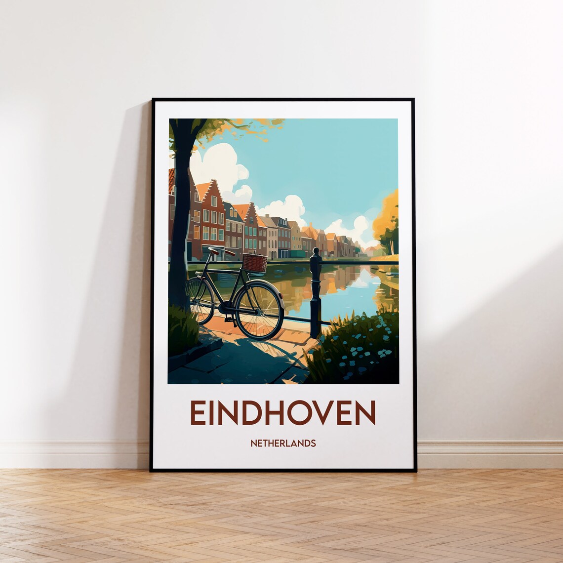 Eindhoven Canal Travel Poster, Netherlands