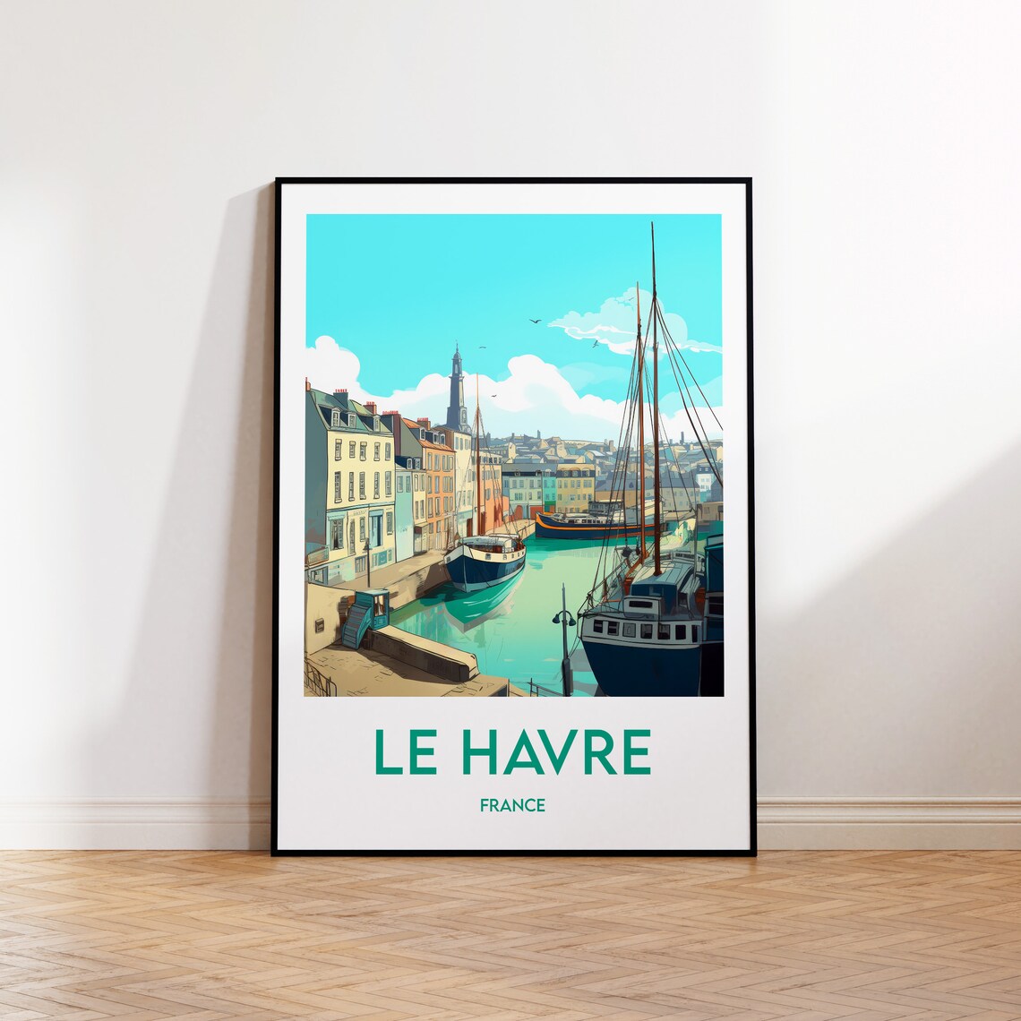 Le Havre France Harbor Sailboats Turquoise Water Travel Poster
