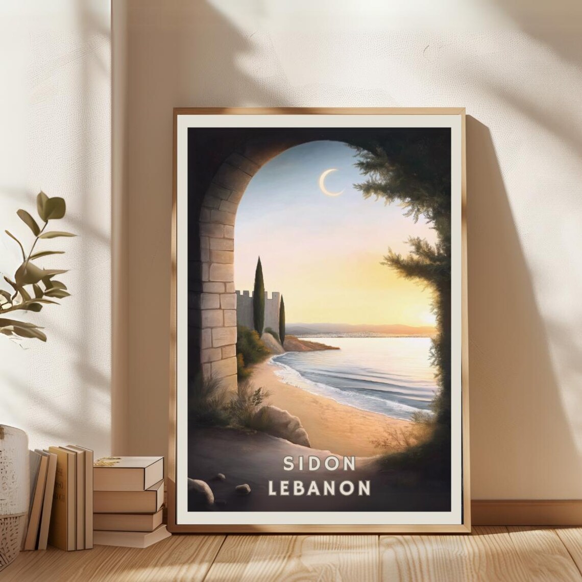 Sidon Lebanon Travel Poster, Coastal Sunset Fortress - Image 2