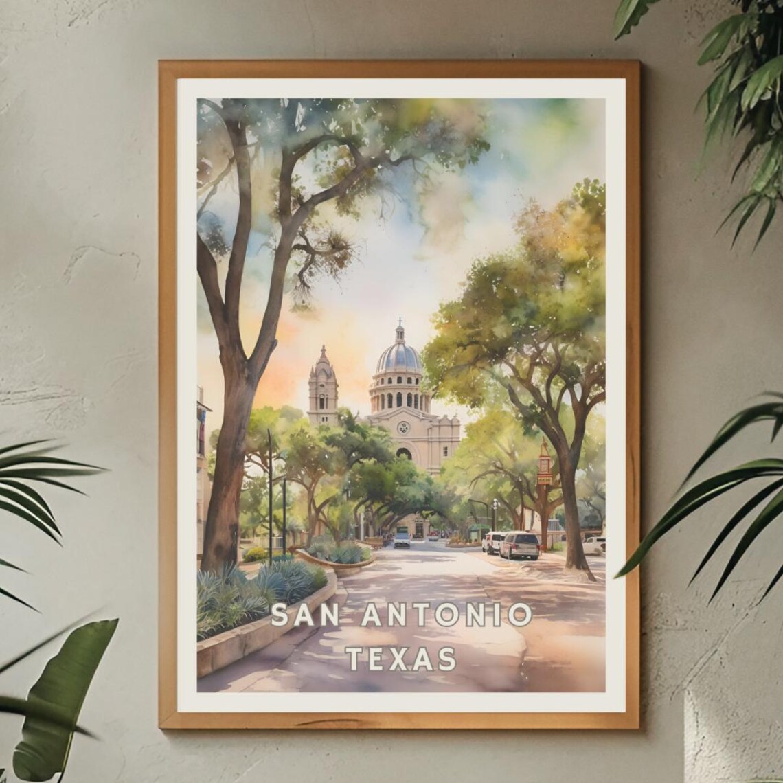 San Antonio Texas Travel Poster, Historic Cityscape - Image 3