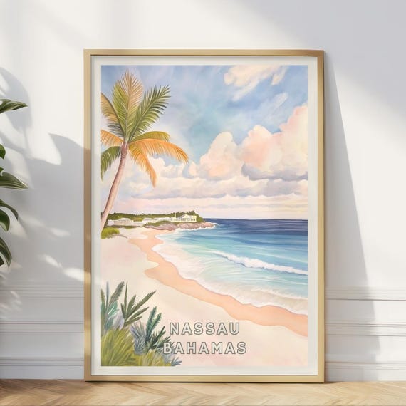 Nassau Bahamas Poster Tropical Beach Wall Art Caribbean Ocean Print Coastal Travel Decor Island Landscape For Bedroom Or Office
