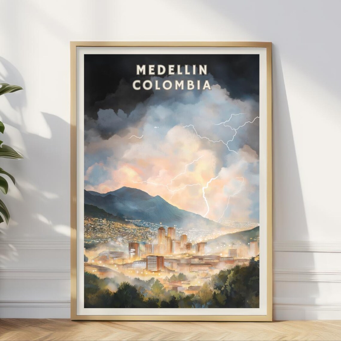 Medellin Colombia Skyline, Modern Cityscape Poster