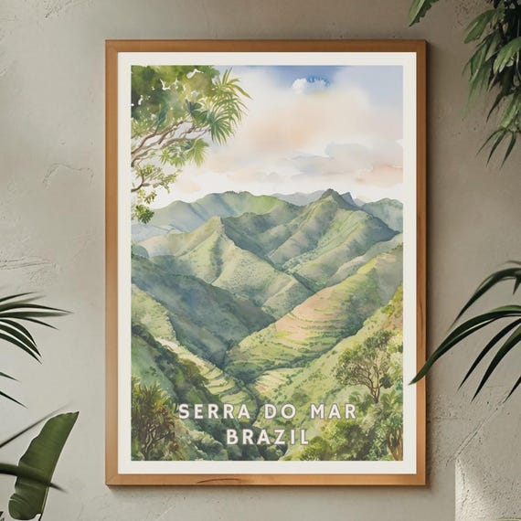 Serra Do Mar Brazil Poster Tropical Mountain Wall Art Lush Green Landscape Print Brazilian Nature Decor South America Travel Art