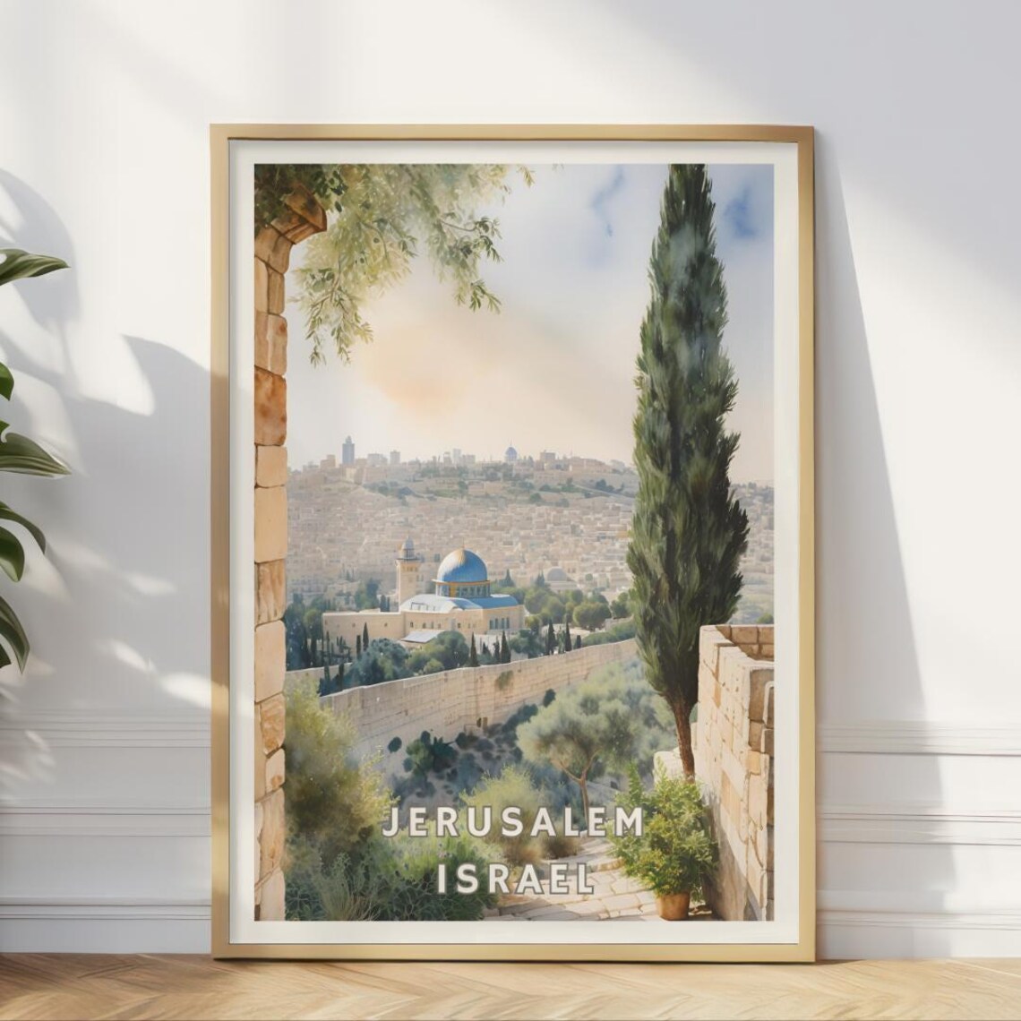 Jerusalem Israel Travel Poster, Historic Architecture