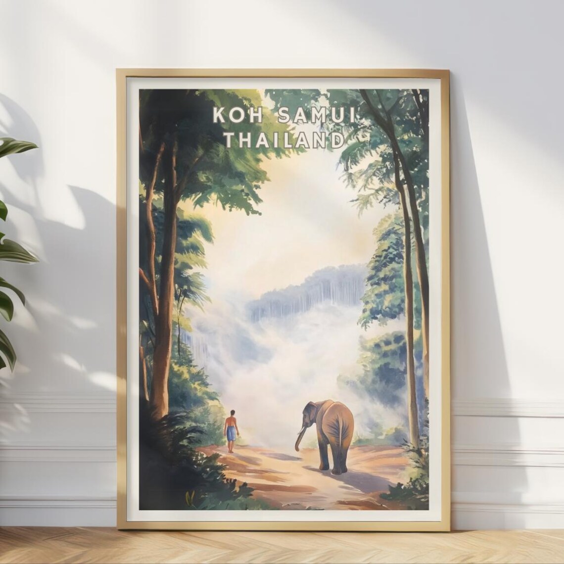 Koh Samui Thailand Jungle Elephant Travel Poster