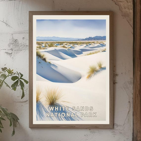 White Sands National Park Poster New Mexico Desert Landscape Print Scenic Nature Wall Art Sand Dunes Decor Usa Travel Gift