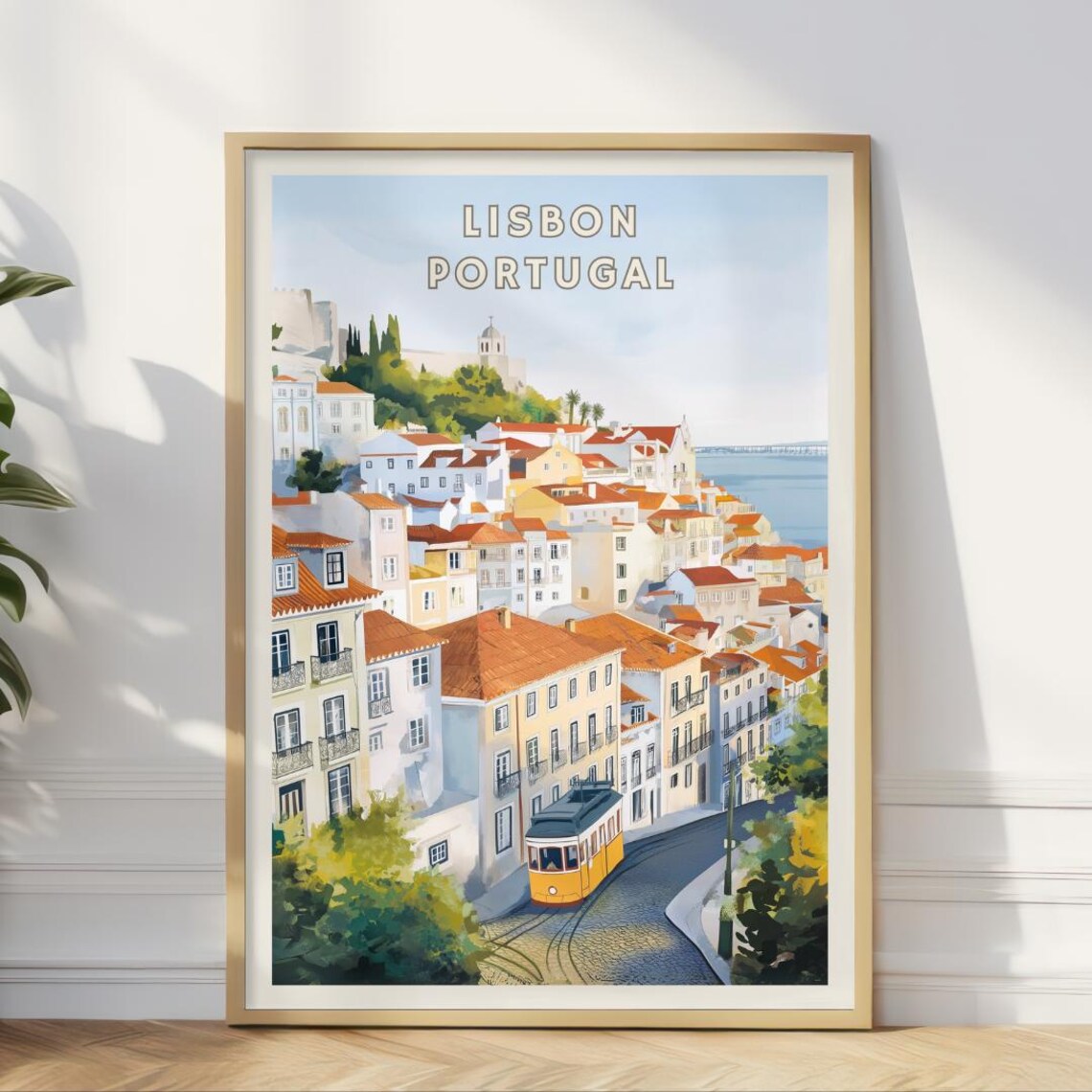 Lisbon Portugal Vintage Tram Travel Poster