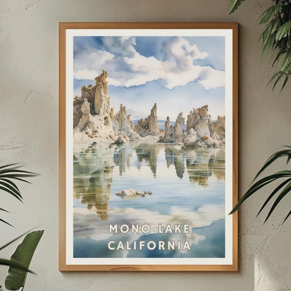 Mono Lake California Poster Tufa Towers Landscape Print Sierra Nevada Nature Wall Art Desert Lake Decor Unique Travel Gift