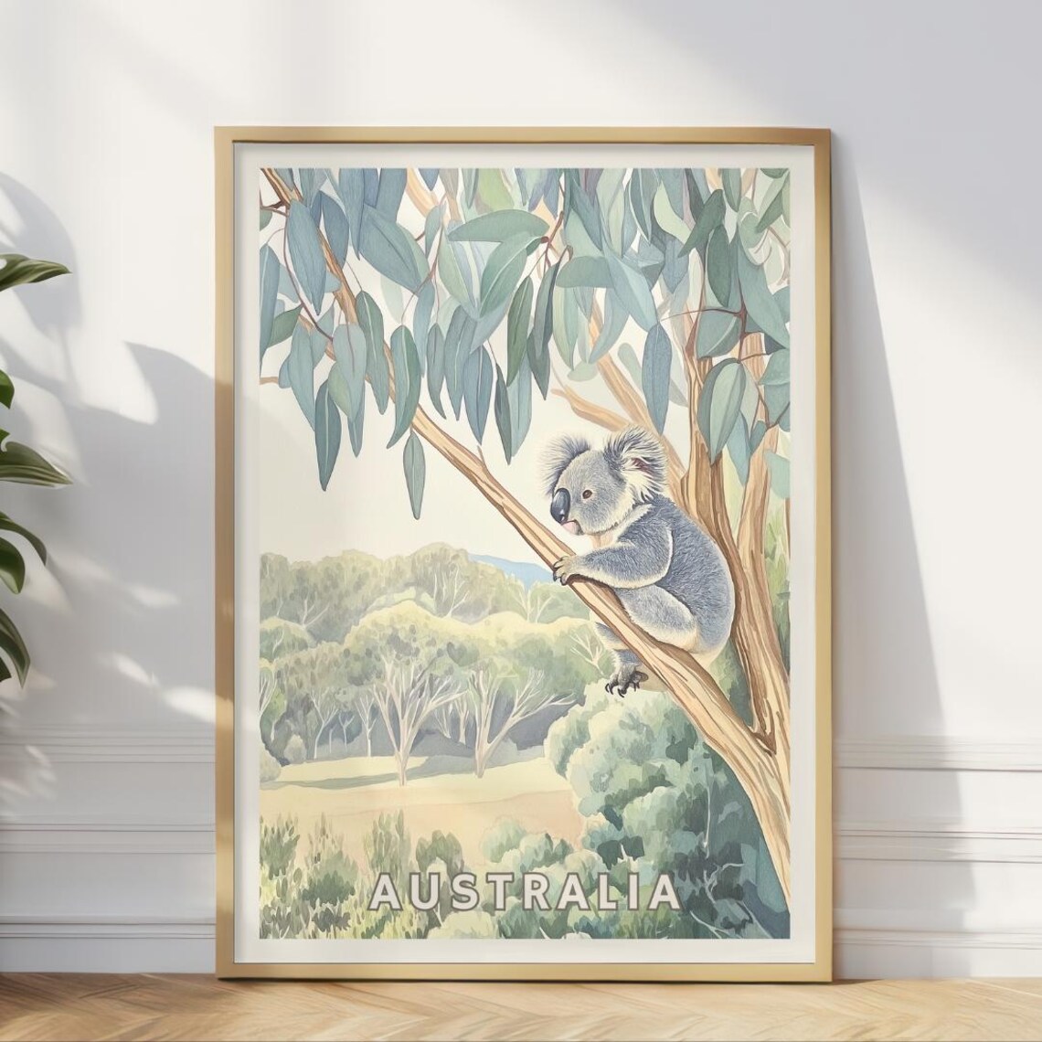 Australia Koala Poster, Eucalyptus Tree Nature Landscape