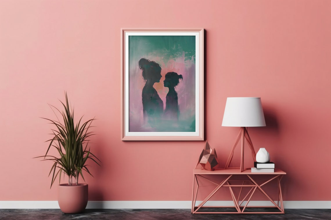 Mothers Day Art Mother Print Mother And Daughter Artwork Mum Gift Parent Painting Gift For Mom Wall Art Family Portrait - Image 3