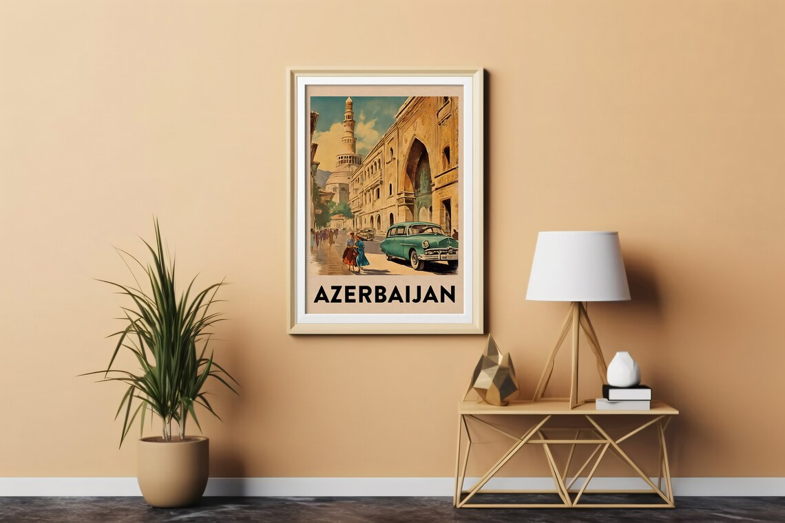 Azerbaijan Vintage Travel Poster, Mid-Century Art Print - Image 2