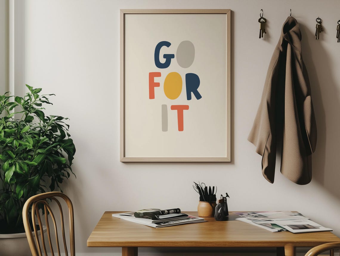 Go For It Dorm Decor Inspirational Typography Wall Art Cute Boho Home Apartment Print Preppy Family Saying Poster - Image 2