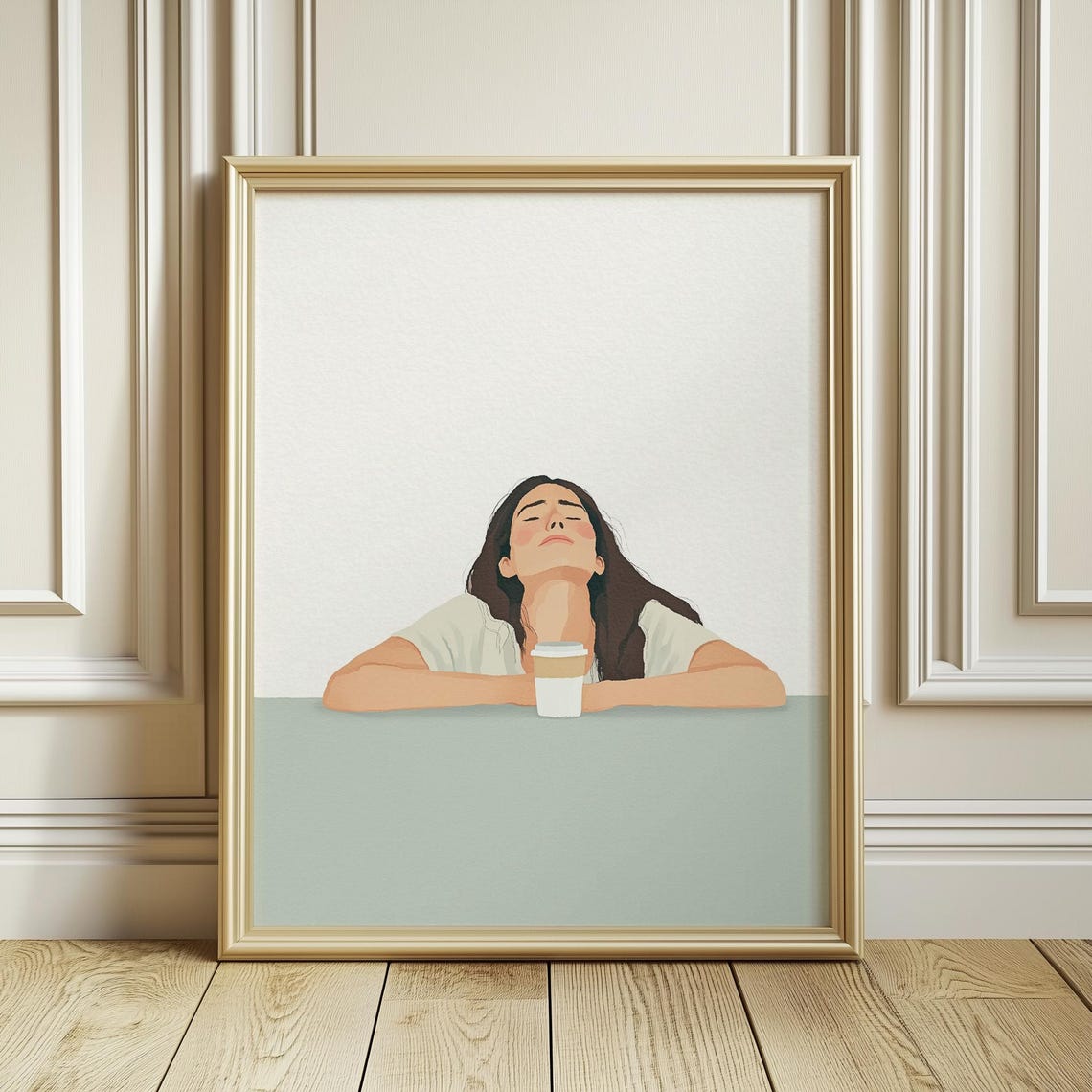 Exhausted Mom With Coffee Cup Funny Motherhood Print For Kitchen - Image 4