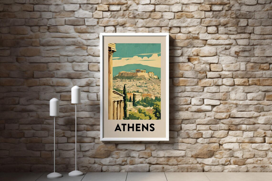 Athens Vintage Travel Poster, Greek Art Print - Image 4