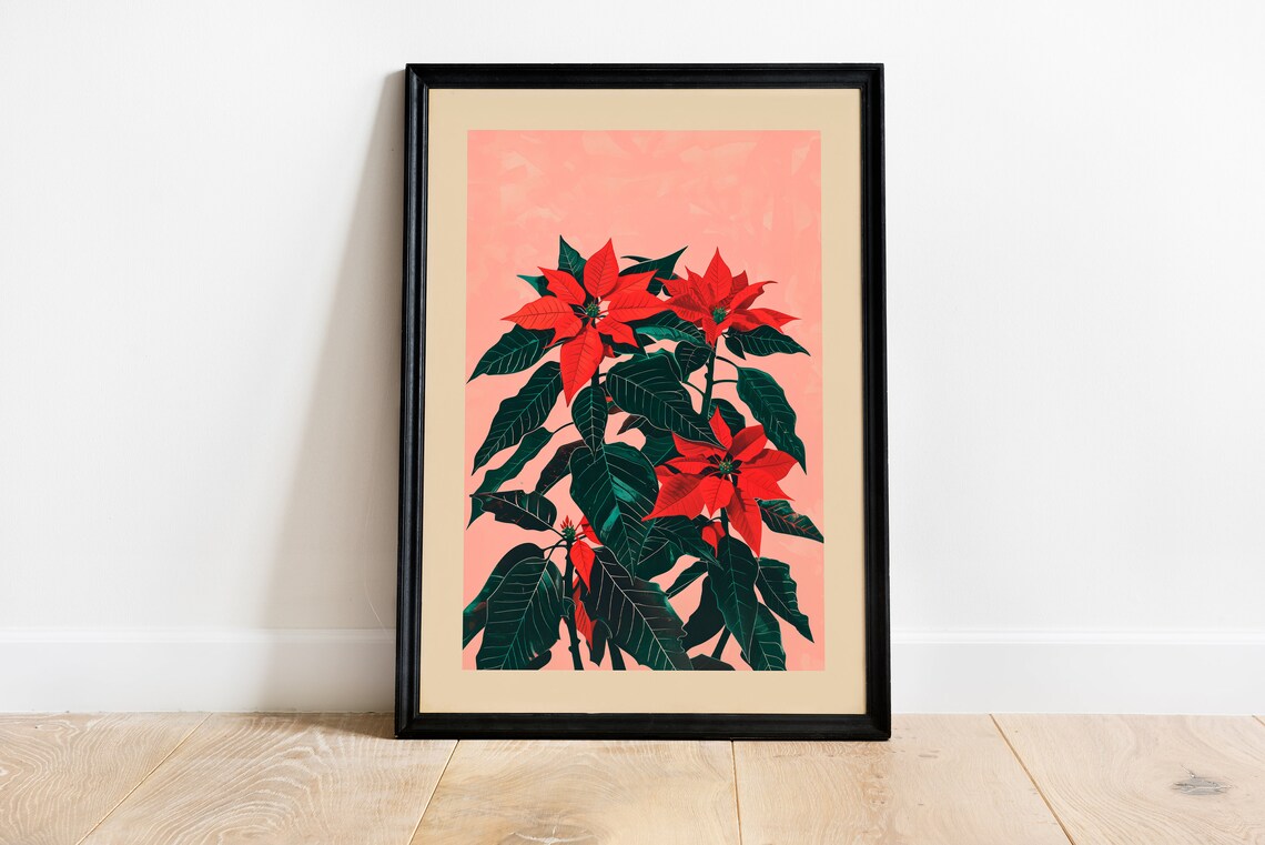 Poinsettia December Birth Flower Art Print - Image 4